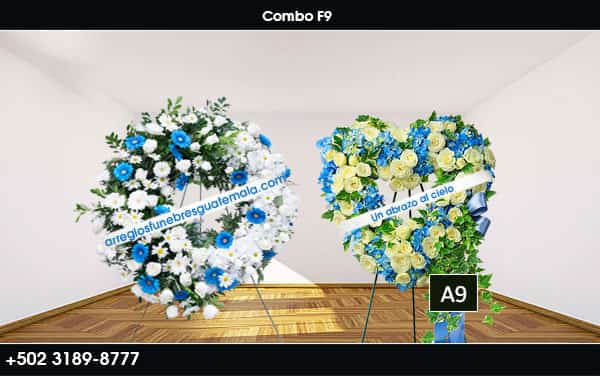 Flores para funeral en celeste y azul