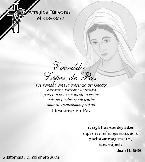 Obituario Everilda López de Paz